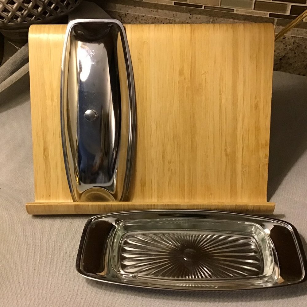Milbern Creations Real MCM Butter Dish with sticker "Please Read"